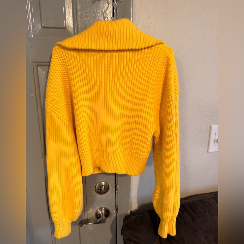 Zara Bright Yellow Half-Zip Ribbed Sweater - Picture 2 of 6